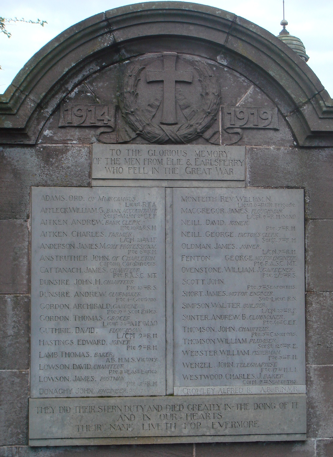 Elie War Memorial 1914-1919